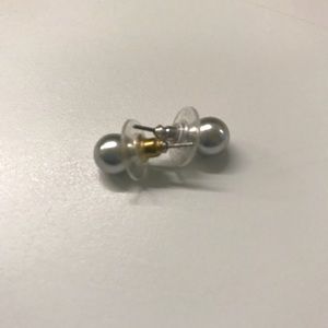Silver color pearl stud earrings
